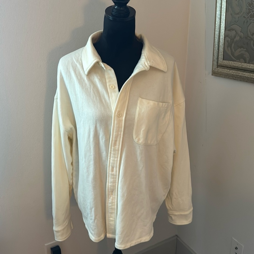 Victoria’s Secret PINK button up fleece Shacket top blouse Sz M cotton blend